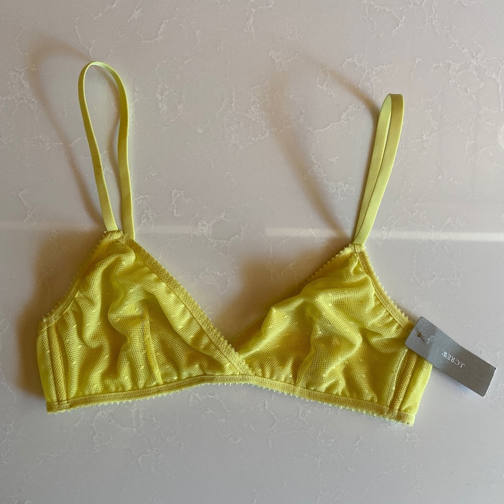 NWT J. Crew Yellow Stretch Mesh Bralette - Size M